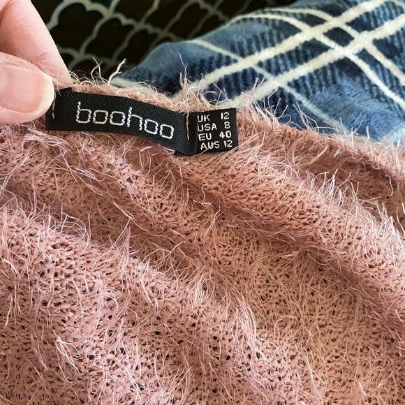BooHoo mauve feather texture wrap sweater size 8 - Picture 7 of 9
